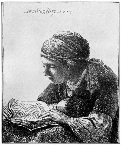 Kadın Okuma, 1634, 1912. by Rembrandt van Rijn