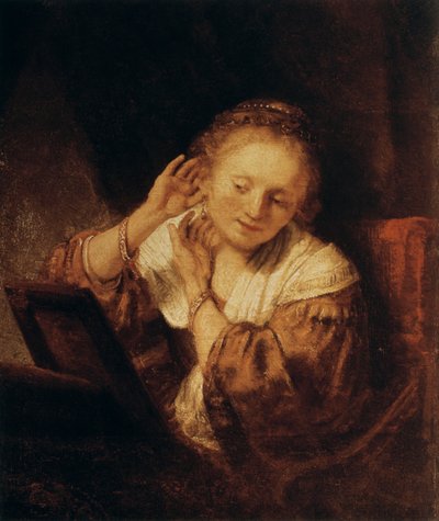 Küpeli Genç Kadın, 1657 by Rembrandt van Rijn