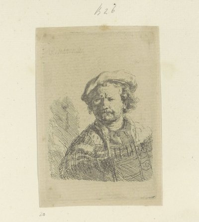 Bere ve süslü pelerinli otoportre Recueil de quatre-vingt-cinq estampes orijinalleri (seri başlığı) by Rembrandt van Rijn