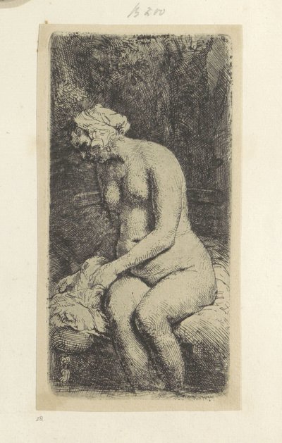 Oturan çıplak kadın Recueil de quatre-vingt-cinq orijinalleri estampes (seri başlığı) by Rembrandt van Rijn
