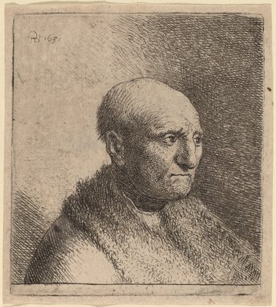 Kürk Pelerinli Kel Adam by Rembrandt van Rijn and Studio of Rembrandt