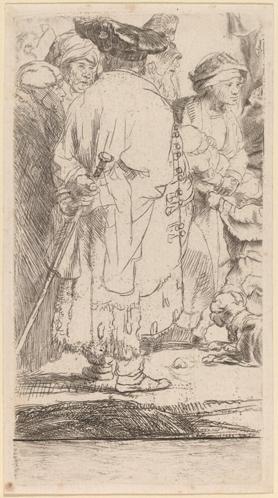 Bastonlu Adam (Yüz Guilder Baskısından Fragman) by Rembrandt van Rijn and William Baillie