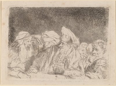 Ferisiler Tartışıyor (Yüz Guilder Baskısından Fragman) by Rembrandt van Rijn and William Baillie