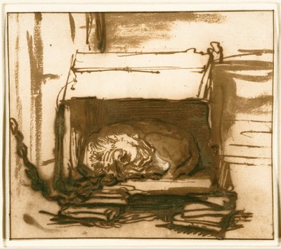 Uyuyan bekçi köpeği by Rembrandt van Rijn