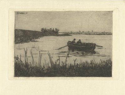 Zaan üzerinde iki figürlü kürek teknesi by Remmert Dekker
