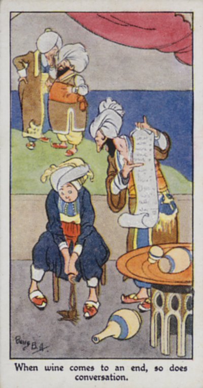 Doğu Atasözü: Şarap bitince sohbet de biter. by René Bull