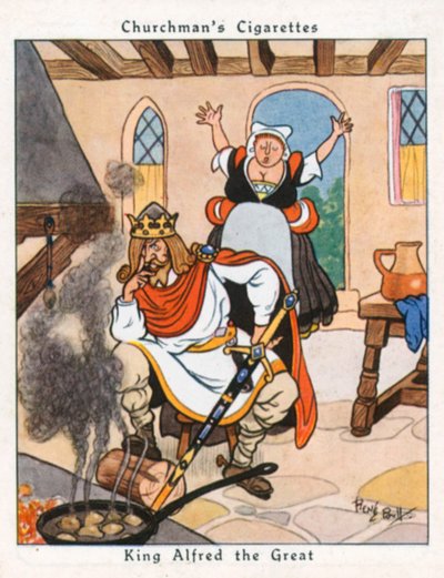 Büyük Kral Alfred (renkli taş baskı) by René Bull