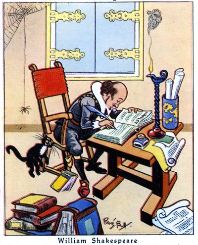 ಷೇಕ್ಸ್‌ಪಿಯರ್ ಬರವಣಿಗೆ ಹ್ಯಾಮ್ಲೆಟ್, 1936 ಟರ್ಕ್ by René Bull