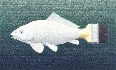 Brushfish, 2003, Kağıt üzerine renkli karakalem by Rene Boin