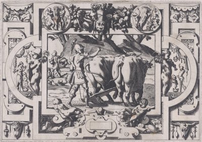 Jason Ejderhanın Dişlerini Sows Jason onları evcilleştirir ve zincirler ve f..., 1563. by Rene Boyvin