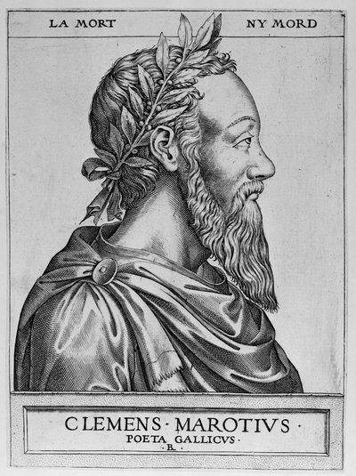 Clement des Marets'in Marot (1496-1544), Fransız şair olarak adlandırılan portresi - Clement Marotius poeta gallicus, Rene Boyvin tarafından 1576 gravürü - by Rene Boyvin