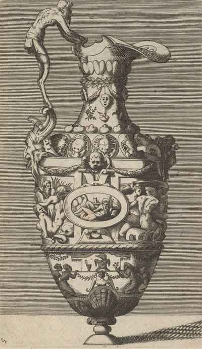 Oval Madalyon içinde Nehir Tanrısı olan vazo, 17. yüzyıl sonu. by Rene Boyvin