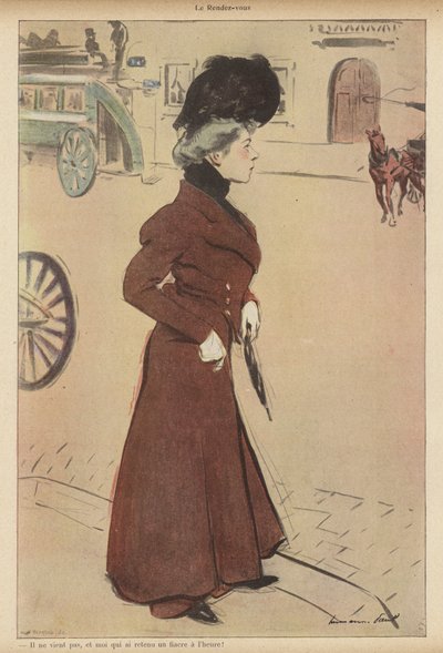 Kadın planlı bir buluşmada ayağa kalktı (renkli taş) by Rene George Hermann Paul