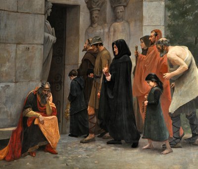 Toulouse Kontu Raymond VI afaroz edilirken (detay) (tuval üzerine yağlıboya) by Rene Ravaut