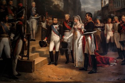 Napoléon, Tilsitt'te Prusya Kraliçesini kabul etti by Rene Theodore Berthon