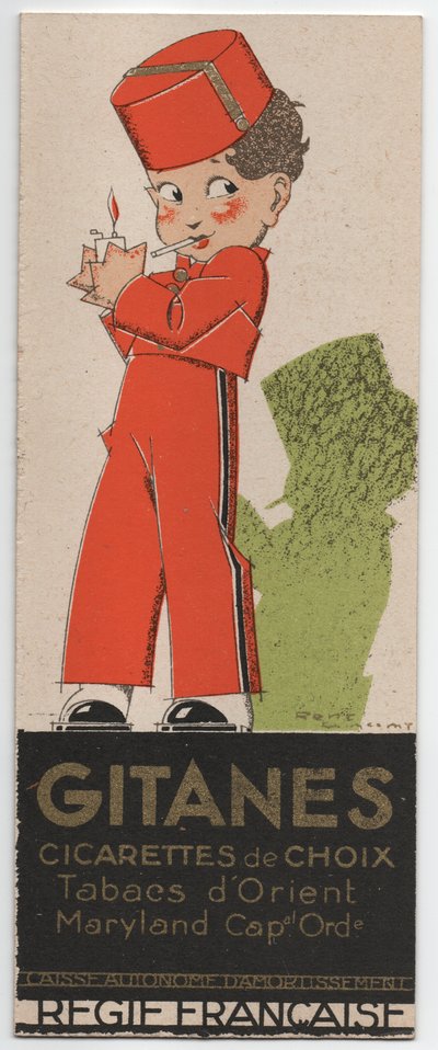 Gitanes Cigarettes, yaklaşık 1930 (Şablon baskı) by Rene Vincent