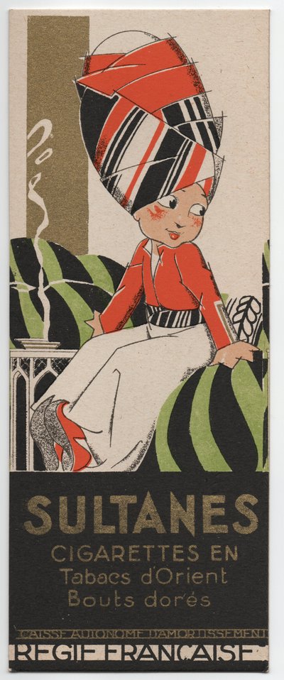 Sultanes Cigarettes, yaklaşık 1930 (Şablon baskı) by Rene Vincent