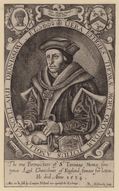 Sir Thomas More, İngiliz hukukçu, devlet adamı, filozof ve hümanist (gravür) by Renold (after) Elstrack