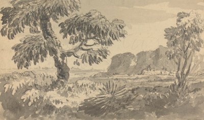 İki Ağaç ve Uçurumlu Manzara by Rev. William Gilpin