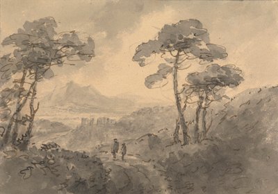 Dolambaçlı Bir Yolda İki Figürlü Dağ Manzarası by Rev. William Gilpin