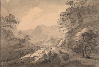 Sağda Rocky Crag ile Dağlık Manzara by Rev. William Gilpin