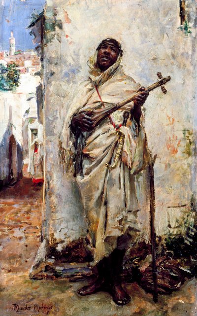 Arap müzisyen. Ricardo de Madrazo Y Garreta (1852-1917) tarafından yapılmıştır. Ahşap üzerine yağlıboya. Özel koleksiyon. by Ricardo de Madrazo y Garreta