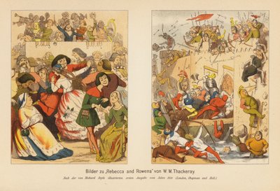 Rebecca ve Rowena (renkli litografi) by Richard (after) Doyle