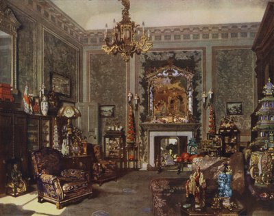 Queen Mary's Chinese Chippendale Room, Buckingham Sarayı, Londra (renkli lito) by Richard (after) Jack