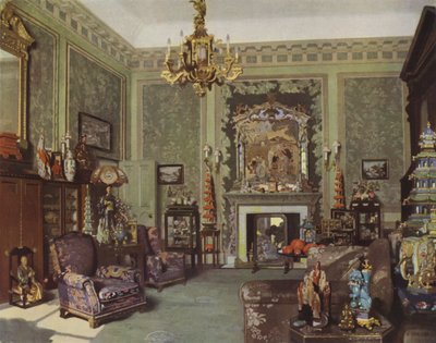 Queen Mary's Chinese Chippendale Room, Buckingham Sarayı, Londra (renkli lito) by Richard (after) Jack