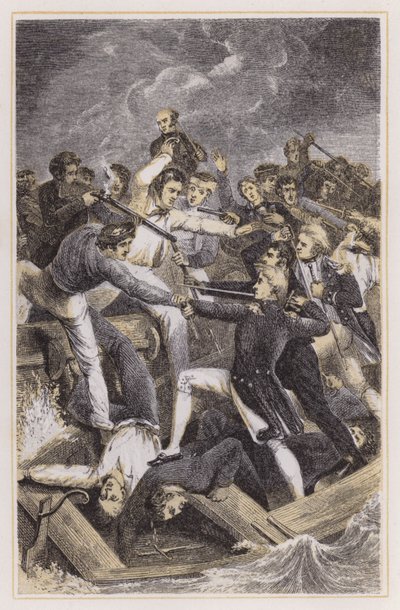 İspanyol fırlatma ile çakışma (renkli gravür) by Richard (after) Westall