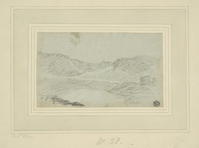 Tepelik Manzara (mavi serilmiş kağıda kömür, krem serilmiş kağıda serilmiş (2 kat)) by Richard (attr.to) Wilson