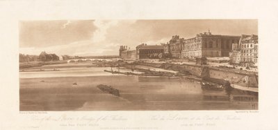 Pont Neuf'tan alınan Louvre ve Thuilleries Köprüsü'nün görünümü. 1802; Paris'teki Görünümlerden Plaka 2, plakanın Emanuel Hacim Takibi, B1981.25.2613 by Richard Banks Harraden