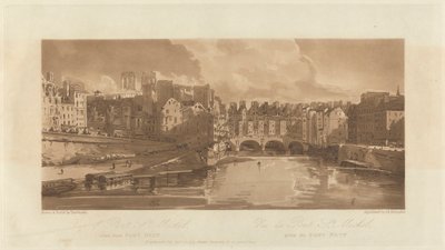 Pont Neuf'tan alınan Pont St. Michael manzarası, 1803 by Richard Banks Harraden