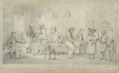 Kölelerin Koruyucusu Ofisi, Trinidad, c.1833 (dokuma kağıt üzerinde grafit) by Richard Bridgens