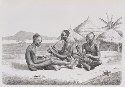 Shuli black müzik çalıyor, Prof. Friedrich Ratzel'in 'The History of Mankind', Cilt III, 1898'den by Richard Buchta
