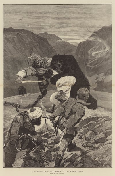 Tehlikeli Bir Sarılma, Hindoo Koosh'ta Bir Olay by Richard Caton Woodville junior