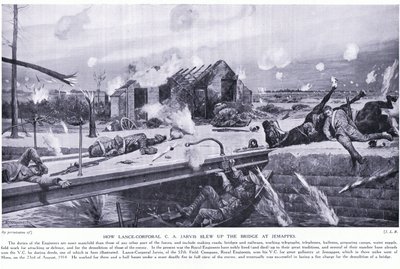 Lance Onbaşı CA Jarvis, Mons yakınlarındaki Jemappes'te bir köprüyü nasıl havaya uçurdu ve VC'yi nasıl kazandı, Ağustos 1914 by Richard Caton Woodville junior