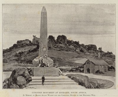 Matabili Savaşı'nda öldürülen Binbaşı Allan Wilson ve Yoldaşlarının Anısına, Güney Afrika, Zimbabye'deki Amaçlanan Anıt by Richard Caton Woodville junior
