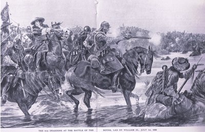 Boyne Muharebesi 1 Temmuz 1690, İngiliz Kara ve Deniz Savaşlarından bir çizim, 1915 by Richard Caton Woodville junior