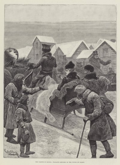 Rusya'da Kıtlık, Kazan Kasabalarında Dilenen Köylüler by Richard Caton Woodville junior