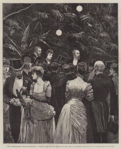 Uluslararası Sağlık Fuarı, Londra Hastaneleri Yararına Akşam Şenliği, Galler Prensesi Çiçek Satıyor by Richard Caton Woodville junior