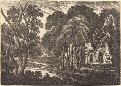 Ağaçlar arasında harap Manastır by Richard Cooper II