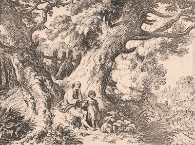 Yaşlı Adam, Çocuk ve Köpek ile Yaşlı Ağaçlar by Richard Corbould