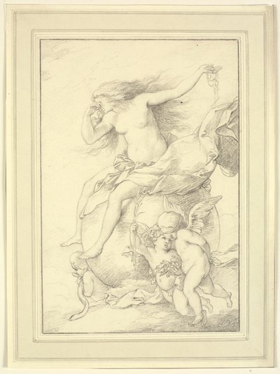 Putti ile çevrili bir küre üzerinde Fortune Alegorisi by Richard Cosway