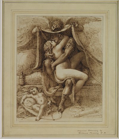 Venüs ve Mars, c.1790 (kağıt üzerine kalem ve kahverengi mürekkep) by Richard Cosway