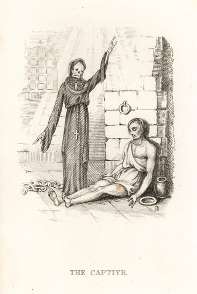 Ölüm ve tutsağın iskeleti. ,1827 (gravür) by Richard Dagley