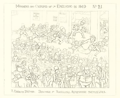 1849, Yolcuların kendilerini tazelediğini gösteren bir Tren İstasyonu by Richard Doyle