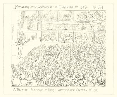 1849, komik aktör tarafından eğlendirilen evi gösteren bir tiyatro by Richard Doyle
