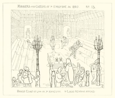 1849, Krallıktaki En Yüksek Mahkeme, Lordlar Temyizleri dinliyor by Richard Doyle