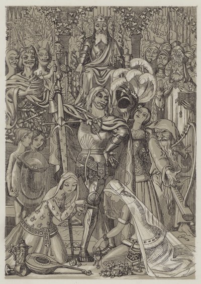 Jartiyerin İlk Şövalyesi (aquatint) by Richard Doyle